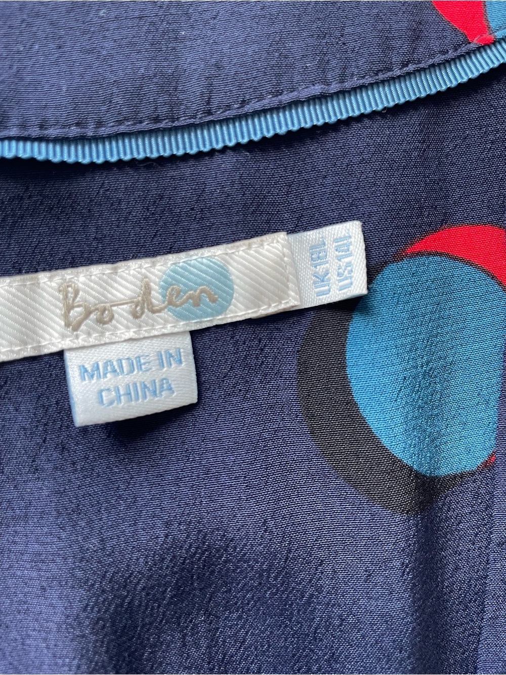 Boden Navy Long-Sleeve Dress with Red & Blue Dot Print - Picture 3 of 6